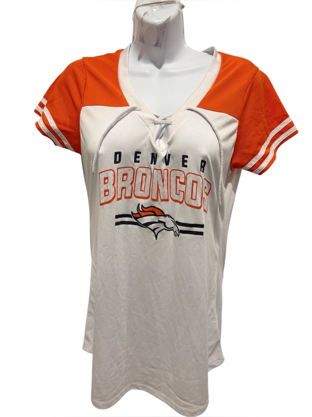 NFL TEAM APPAREL DENVER BRONCOS Women’s Tshirt White Orange Retro Large
